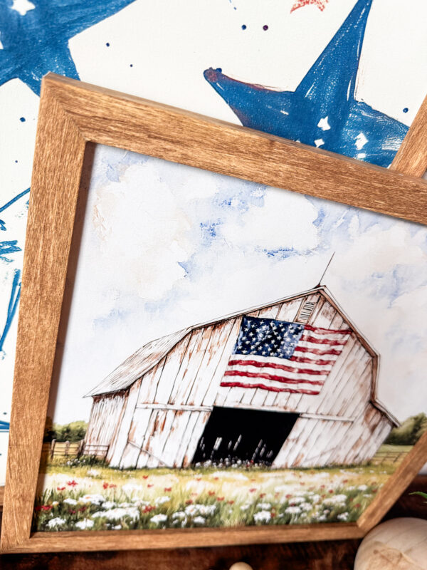 White Barn American Flag Art Print - Image 3