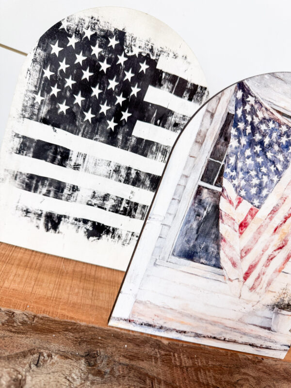 American Flag Arched Wood Sign Shelf Sitter - Image 7