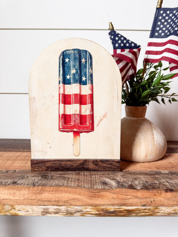 American Flag Popsicle Arched Sign Shelf Sitter