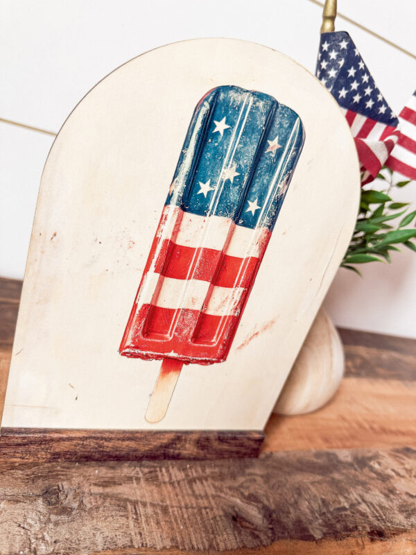 American Flag Popsicle Arched Sign Shelf Sitter - Image 2